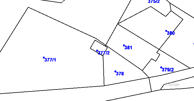 Parcela st. 377/2 v KÚ Žárová, Katastrální mapa