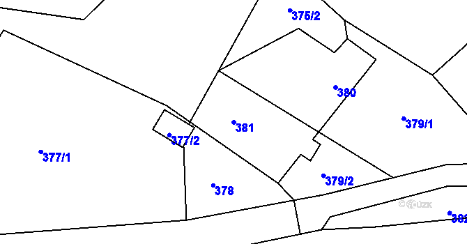 Parcela st. 381 v KÚ Žárová, Katastrální mapa