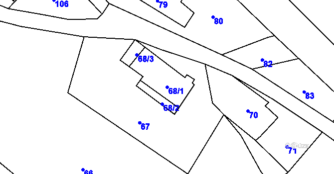 Parcela st. 68/1 v KÚ Žárová, Katastrální mapa
