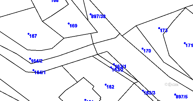Parcela st. 164/4 v KÚ Žárová, Katastrální mapa
