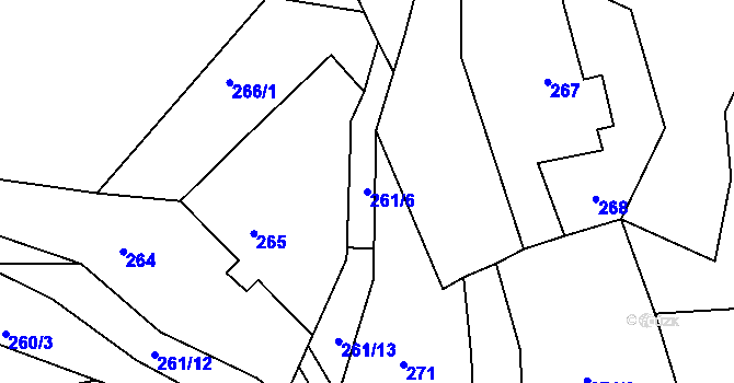 Parcela st. 261/6 v KÚ Žárová, Katastrální mapa