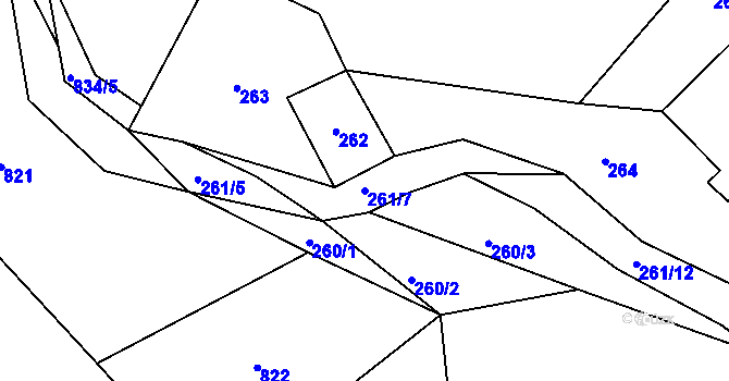 Parcela st. 261/7 v KÚ Žárová, Katastrální mapa