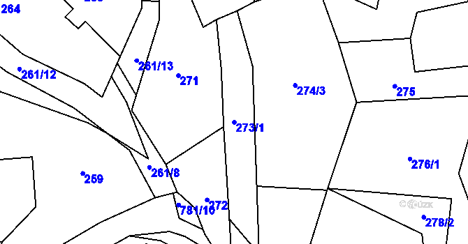 Parcela st. 273/1 v KÚ Žárová, Katastrální mapa