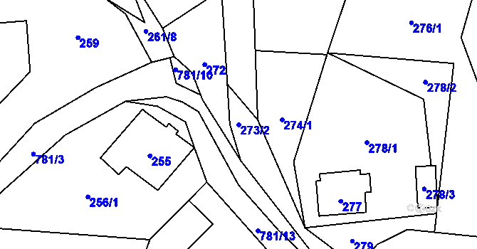 Parcela st. 273/2 v KÚ Žárová, Katastrální mapa