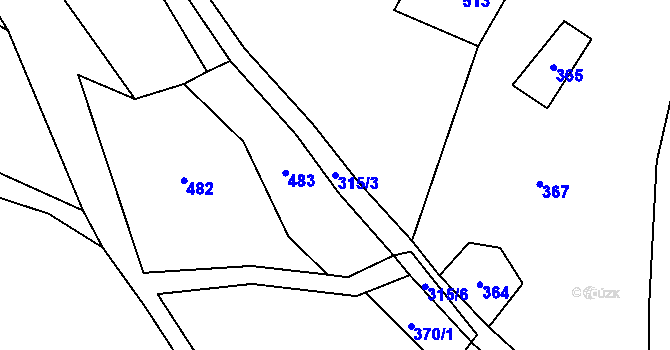 Parcela st. 315/3 v KÚ Žárová, Katastrální mapa