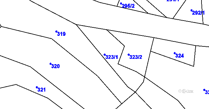Parcela st. 323/1 v KÚ Žárová, Katastrální mapa