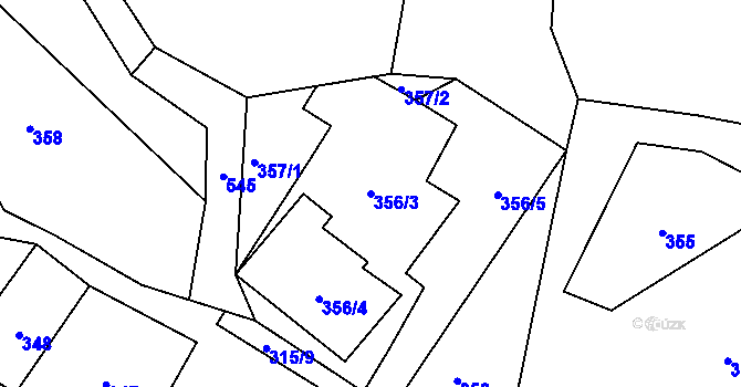 Parcela st. 356/3 v KÚ Žárová, Katastrální mapa