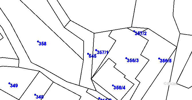 Parcela st. 357/1 v KÚ Žárová, Katastrální mapa
