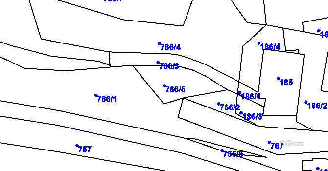 Parcela st. 766/5 v KÚ Žárová, Katastrální mapa