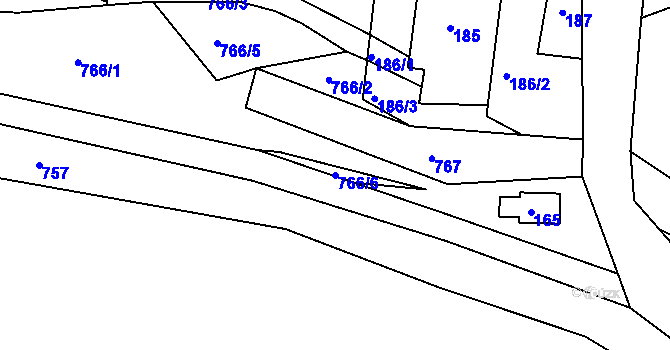 Parcela st. 766/6 v KÚ Žárová, Katastrální mapa