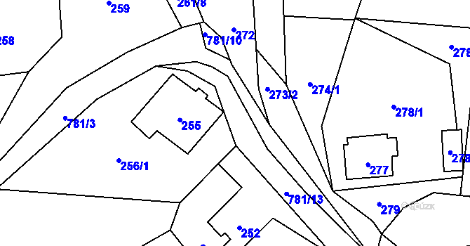 Parcela st. 781/11 v KÚ Žárová, Katastrální mapa