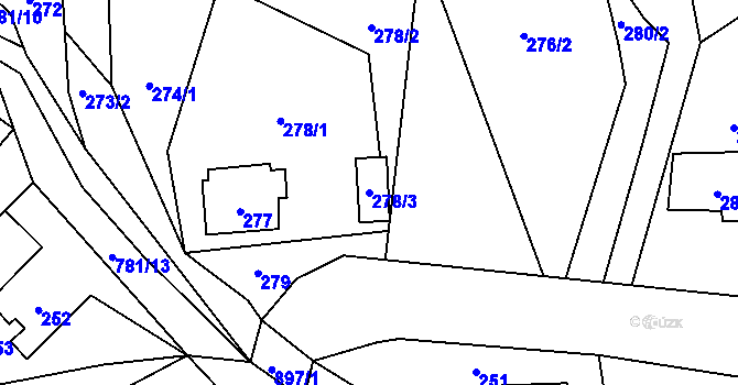 Parcela st. 278/3 v KÚ Žárová, Katastrální mapa