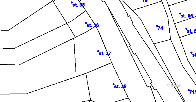 Parcela st. 37 v KÚ Hamry, Katastrální mapa