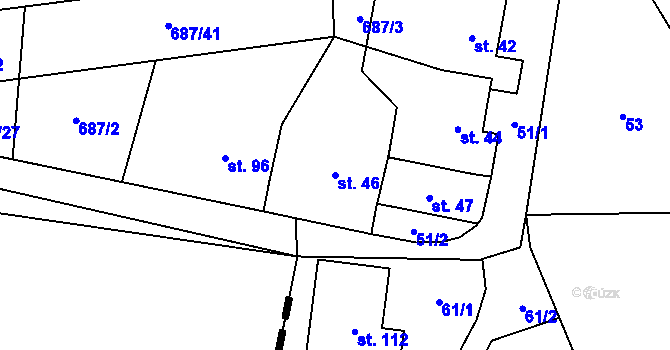 Parcela st. 46 v KÚ Hamry, Katastrální mapa
