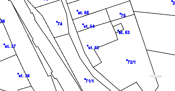 Parcela st. 52 v KÚ Hamry, Katastrální mapa