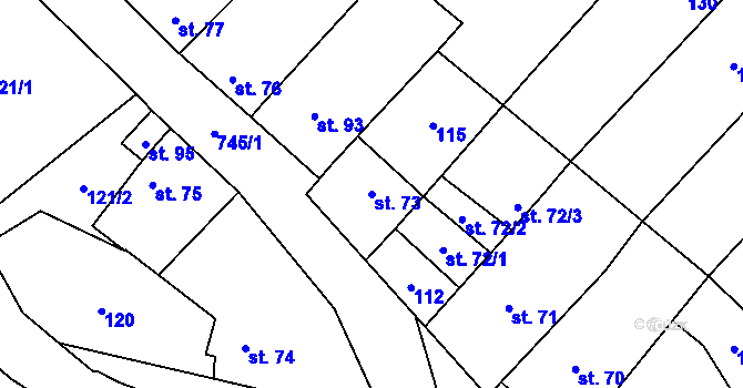 Parcela st. 73 v KÚ Hamry, Katastrální mapa