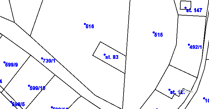 Parcela st. 83 v KÚ Hamry, Katastrální mapa