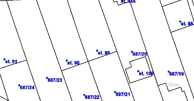 Parcela st. 89 v KÚ Hamry, Katastrální mapa