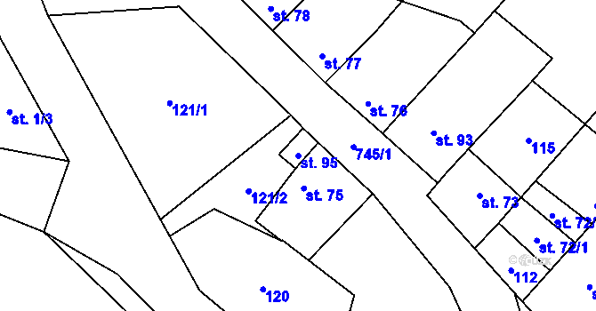 Parcela st. 95 v KÚ Hamry, Katastrální mapa