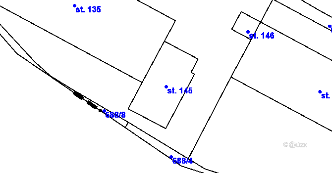 Parcela st. 145 v KÚ Hamry, Katastrální mapa