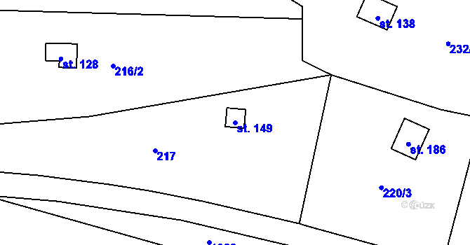 Parcela st. 149 v KÚ Hamry, Katastrální mapa