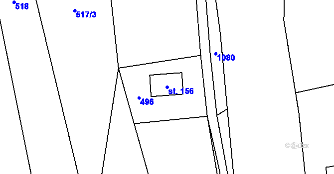 Parcela st. 156 v KÚ Hamry, Katastrální mapa