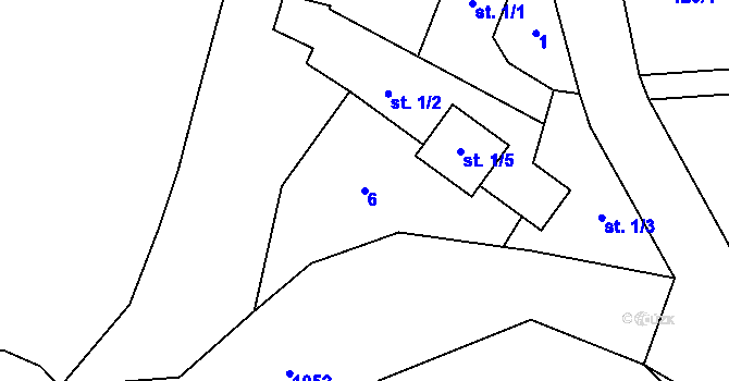 Parcela st. 6 v KÚ Hamry, Katastrální mapa