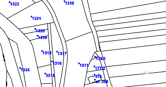 Parcela st. 224 v KÚ Hamry, Katastrální mapa