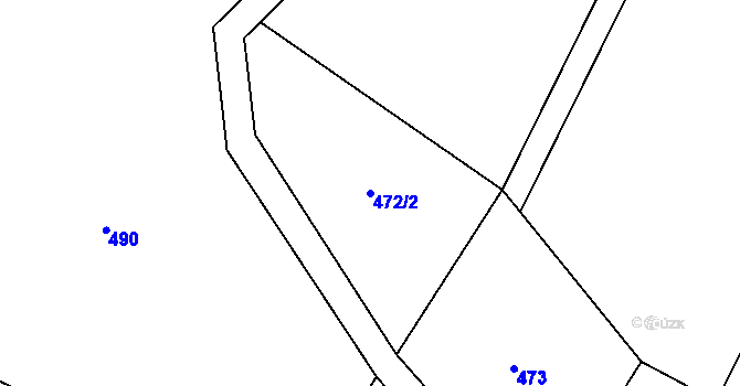 Parcela st. 472/2 v KÚ Hamry, Katastrální mapa