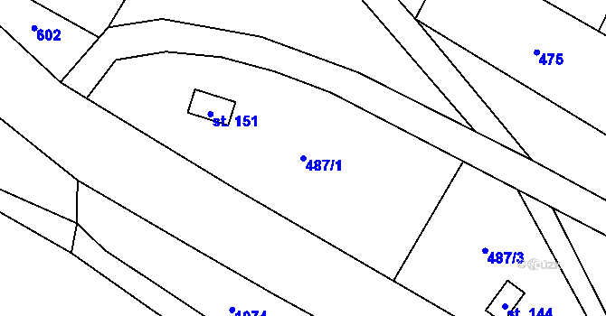 Parcela st. 487/1 v KÚ Hamry, Katastrální mapa