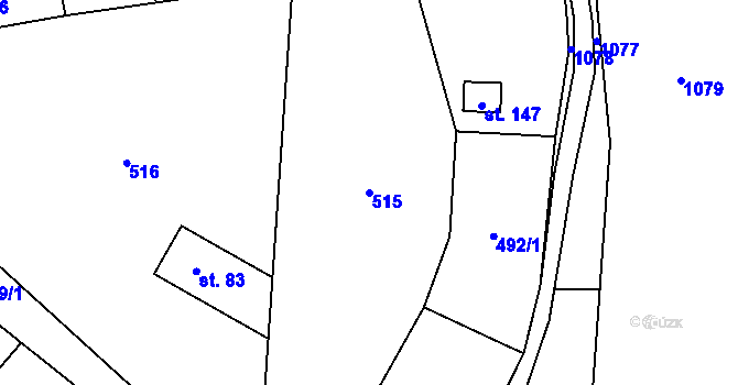 Parcela st. 515 v KÚ Hamry, Katastrální mapa