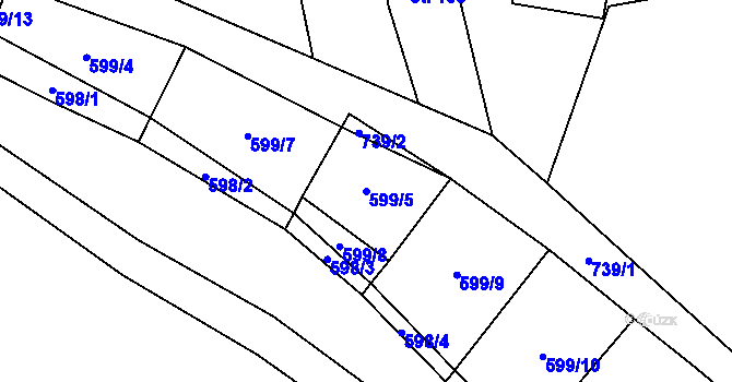 Parcela st. 599/5 v KÚ Hamry, Katastrální mapa