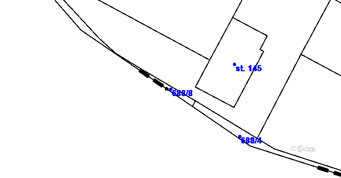 Parcela st. 688/8 v KÚ Hamry, Katastrální mapa