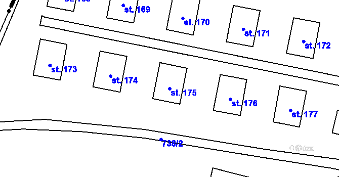 Parcela st. 175 v KÚ Hamry, Katastrální mapa