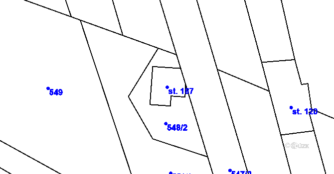 Parcela st. 187 v KÚ Hamry, Katastrální mapa