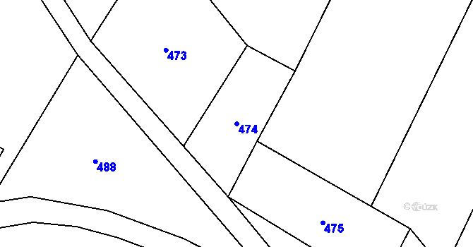 Parcela st. 474 v KÚ Hamry, Katastrální mapa