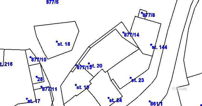 Parcela st. 21 v KÚ Žárovice, Katastrální mapa