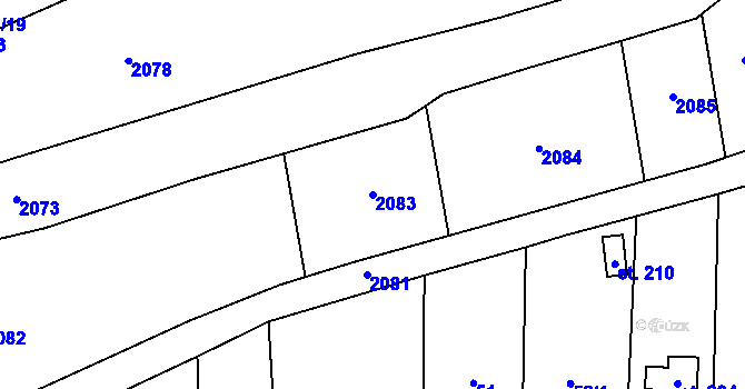 Parcela st. 2083 v KÚ Žárovice, Katastrální mapa
