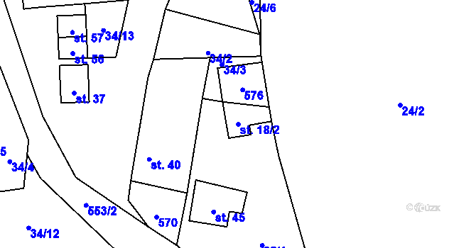 Parcela st. 18/2 v KÚ Žárovná, Katastrální mapa