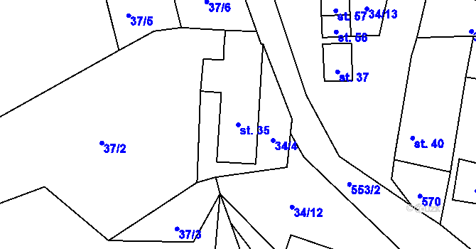 Parcela st. 35 v KÚ Žárovná, Katastrální mapa