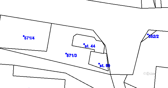 Parcela st. 44 v KÚ Žárovná, Katastrální mapa