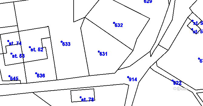 Parcela st. 69/4 v KÚ Žárovná, Katastrální mapa