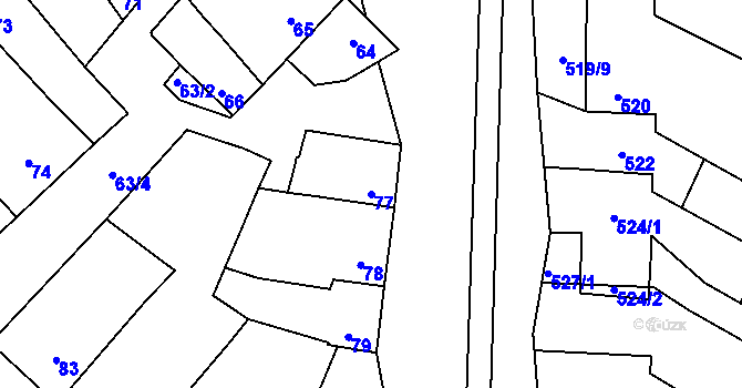 Parcela st. 77 v KÚ Žatčany, Katastrální mapa