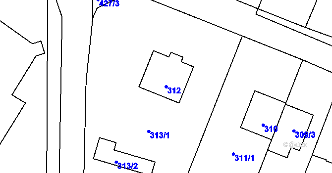 Parcela st. 312 v KÚ Žatčany, Katastrální mapa