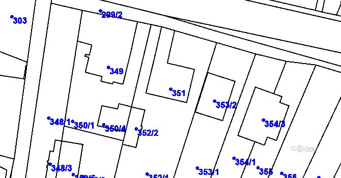 Parcela st. 351 v KÚ Žatčany, Katastrální mapa