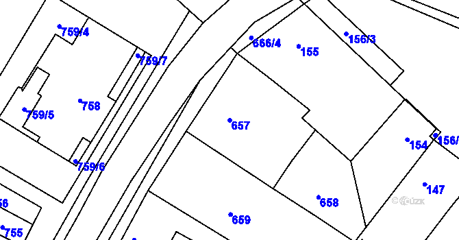 Parcela st. 657 v KÚ Žatčany, Katastrální mapa
