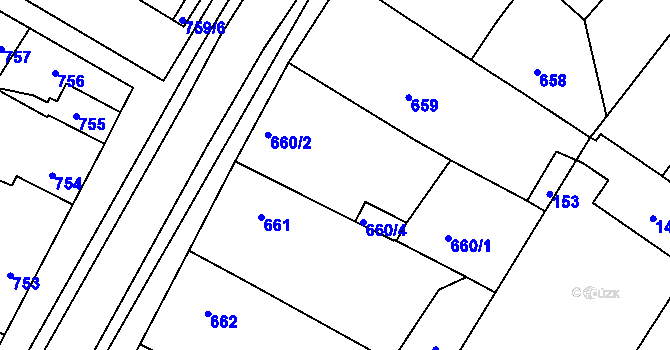 Parcela st. 660/3 v KÚ Žatčany, Katastrální mapa