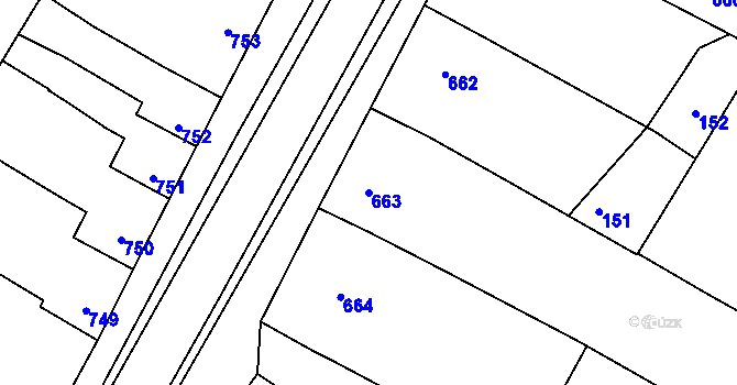 Parcela st. 663 v KÚ Žatčany, Katastrální mapa