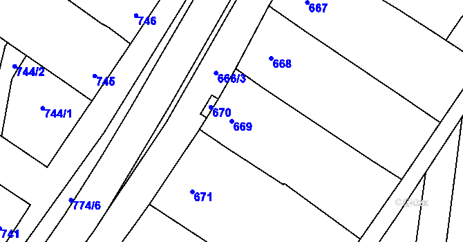 Parcela st. 669 v KÚ Žatčany, Katastrální mapa