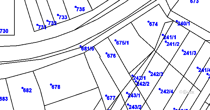 Parcela st. 676 v KÚ Žatčany, Katastrální mapa